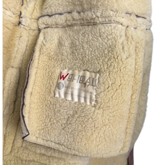 GENUINE SHEARLING Vintage 1970s SHEEP Skin Retro Heavy Winter Coat Womens Medium - Picture 4 of 9